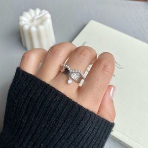 White Gold Plated Silver Pearl Edge Statement Ring